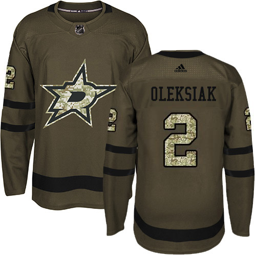 Adidas Men Dallas Stars #2 Jamie Oleksiak Green Salute to Service Stitched NHL Jersey